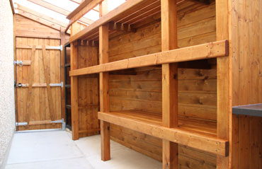 Side Passage Shed with Shelving